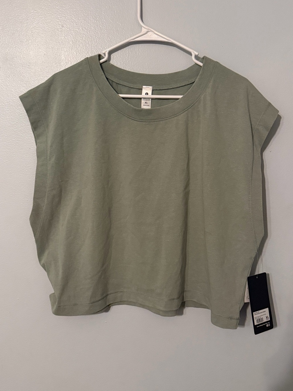 90 Degree By Reflex Sage Green Boxy Crop Tee